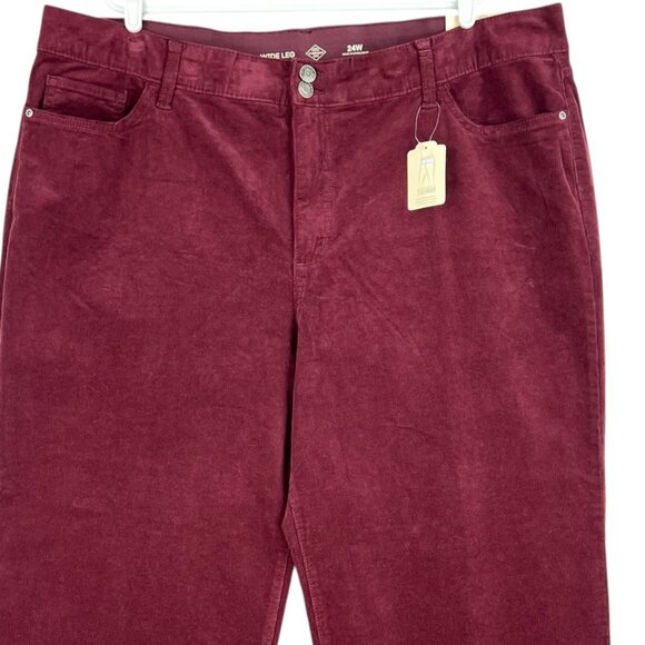 Liz Claiborne Women Wide-Leg High-Rise Stretch Burgundy Velvet Pants Sz 24W NWT - Picture 3 of 11